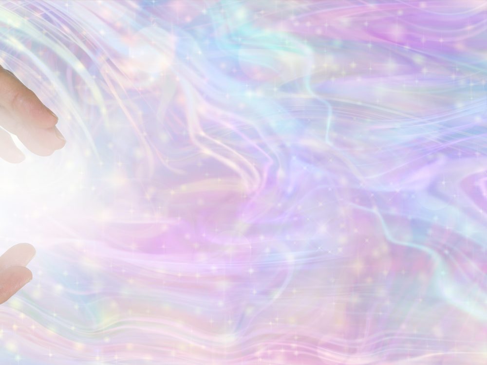 Illustration of a person with a glowing bioenergetic aura and pulse line